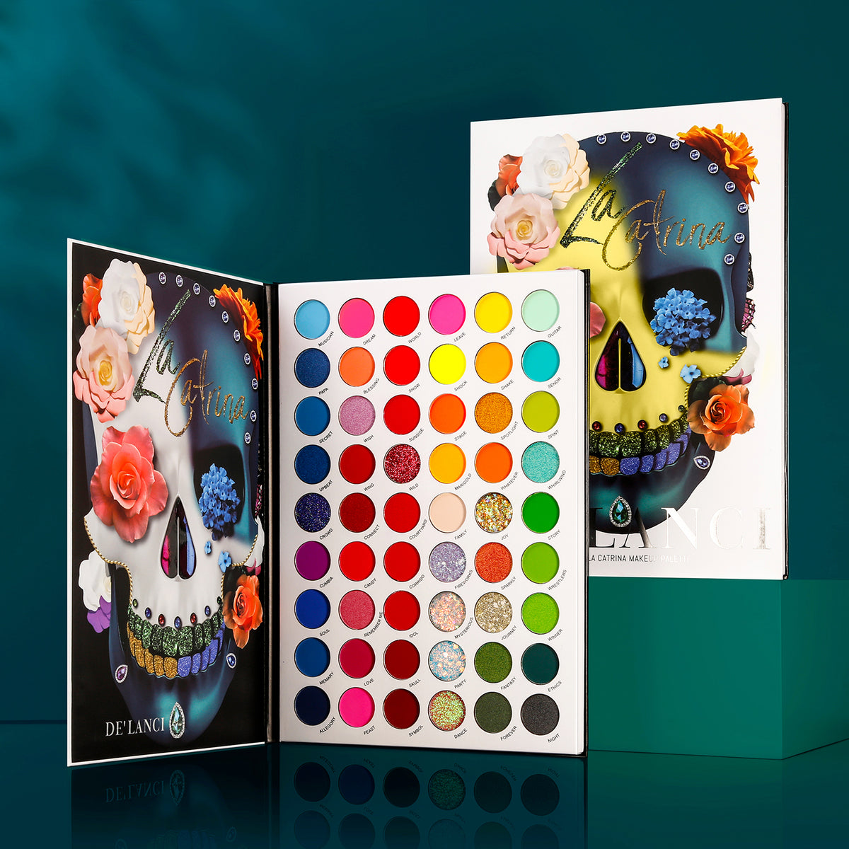 Combo of 2) De'lanci La Catrina 54 Colors + De'lanci Lipstick Palette